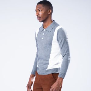 TETANURA Grey and White Knit Shirt