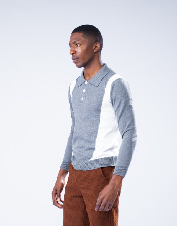 TETANURA Grey and White Knit Shirt