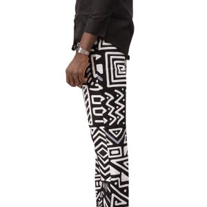 TETANURA Black and White Pattern Pants