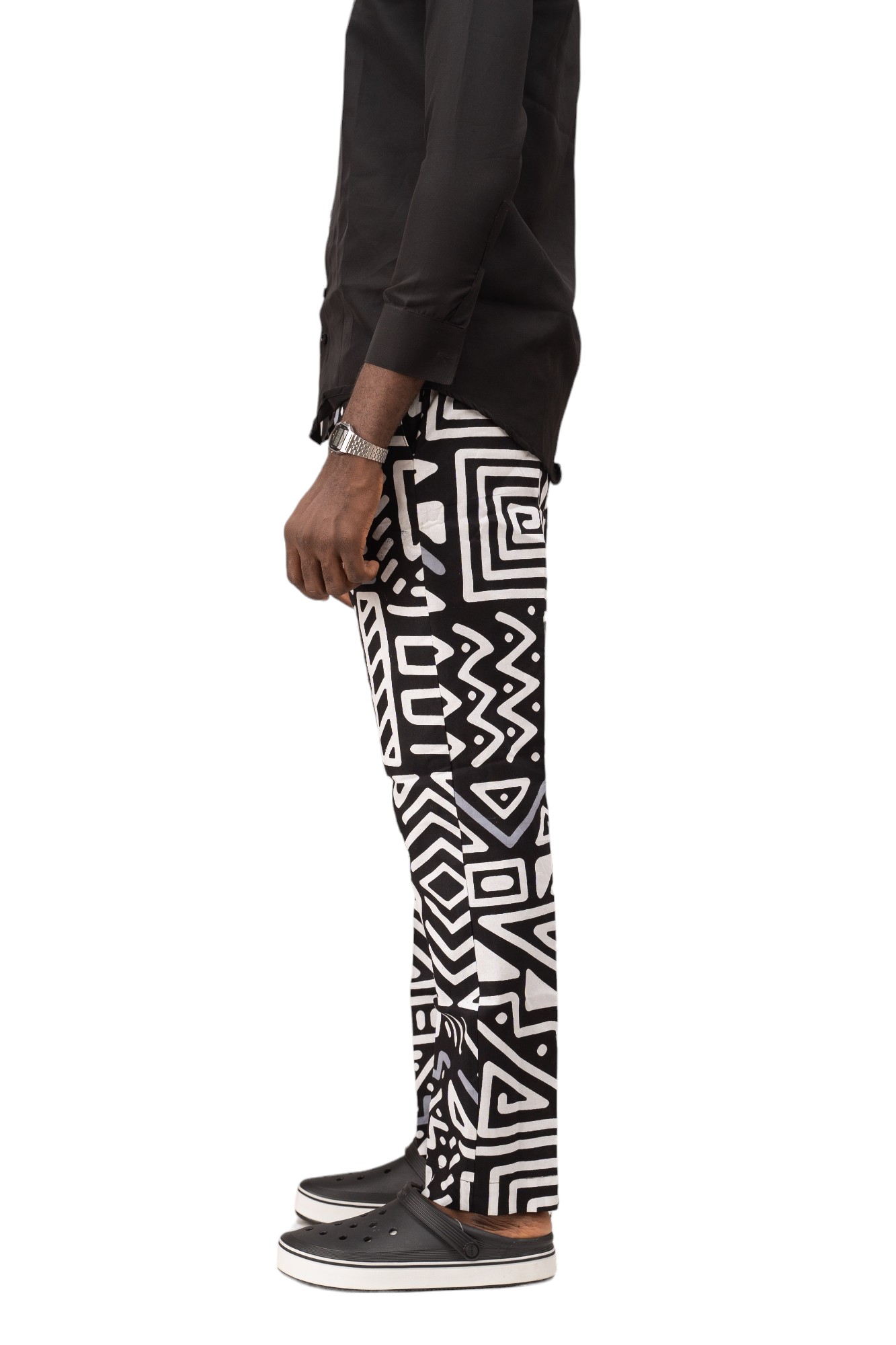 TETANURA Black and White Pattern Pants