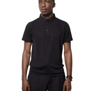 TETANURA Black Short Sleeve Button Up Shirt